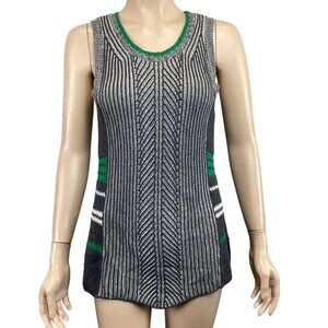 Cabi Women's Sleeveless‎ Sweater Knit Top Size Small Gray Cream Green